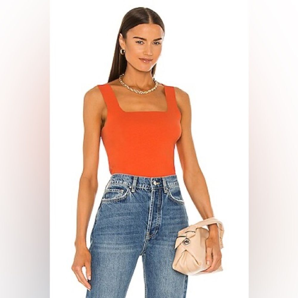 525 America Orange Square Neck Tank Top